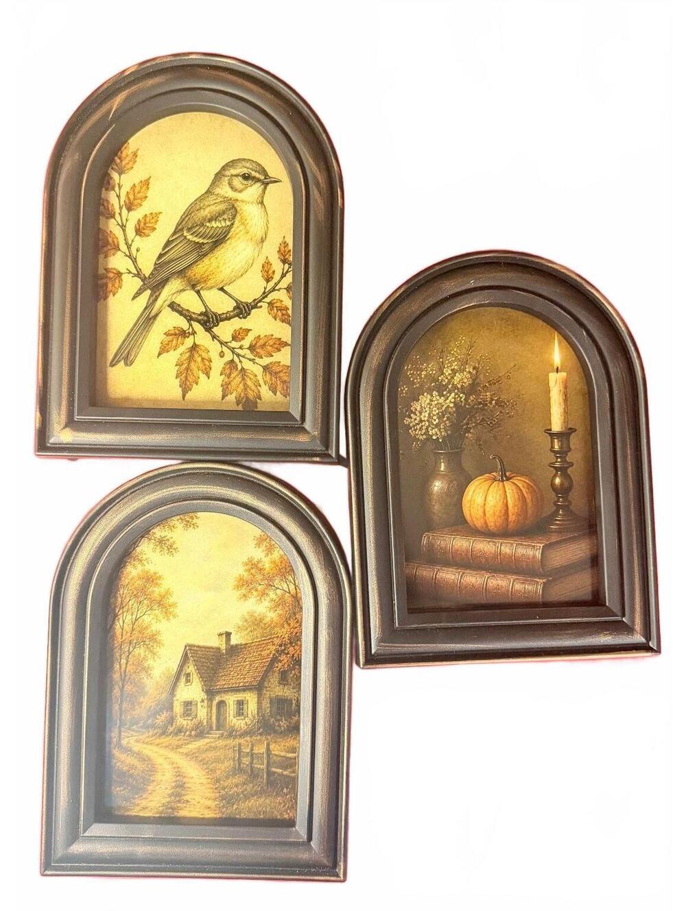 NWT Set of 3 5x7 Vintage Inspired autumn Wall decor/photo f